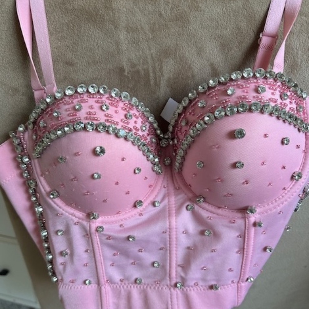 Up for sale is a really cute pink bustier S NWOT